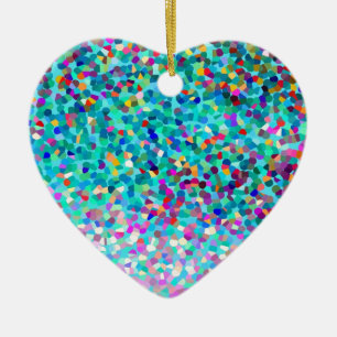 Colourful Blue Multicolored Abstract Art Pattern Ceramic Tree Decoration