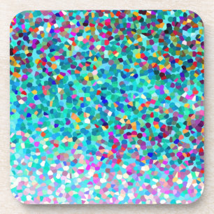 Colourful Blue Multicolored Abstract Art Pattern Coaster