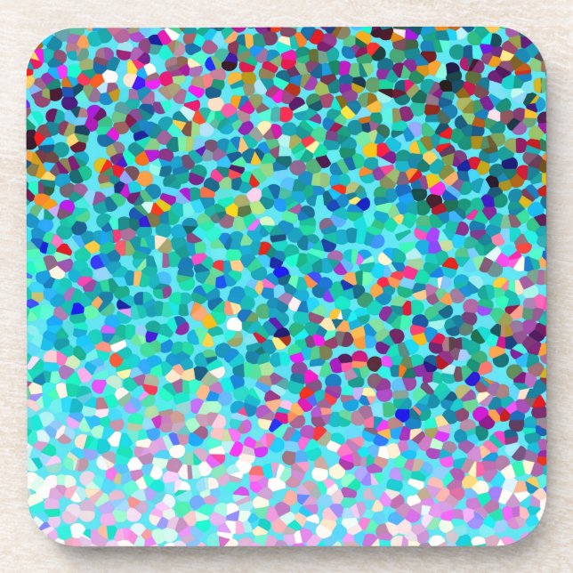 Colourful Blue Multicolored Abstract Art Pattern Coaster (Front)