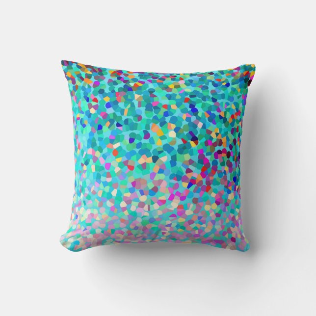 Colourful Blue Multicolored Abstract Art Pattern Cushion (Front)