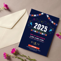 Colourful Blue New Year’s Eve 2025 Party Invitatio