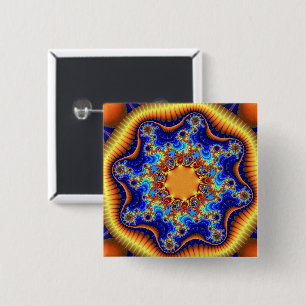 Colourful Blue, Orange and Yellow 15 Cm Square Badge