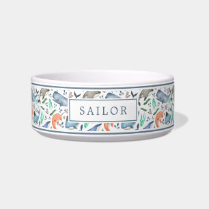 Colourful Blue Orange Whales Pattern   Light Bowl