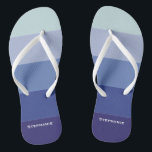 Colourful Blue Palette Abstract Stripes Custom Nam Jandals<br><div class="desc">The typography text of the colourful design is customisable and can be personalised with a person's name or another word. You can change the font, font colour, font size, letter spacing, colour of the abstract stripes and reposition the text using the Design Tool. The design is yours to customise as...</div>