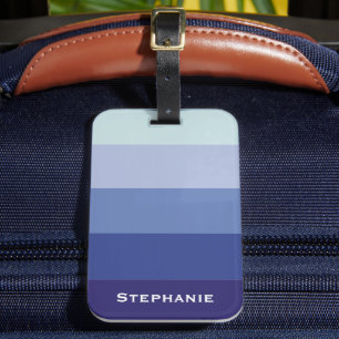 Colourful Blue Palette Abstract Stripes Custom Nam Luggage Tag