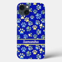 Colourful  Blue Paws Personalised 