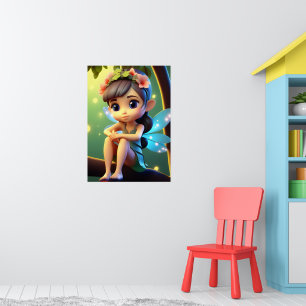 Colourful Blue Pixie Fairy Child's Wall Poster