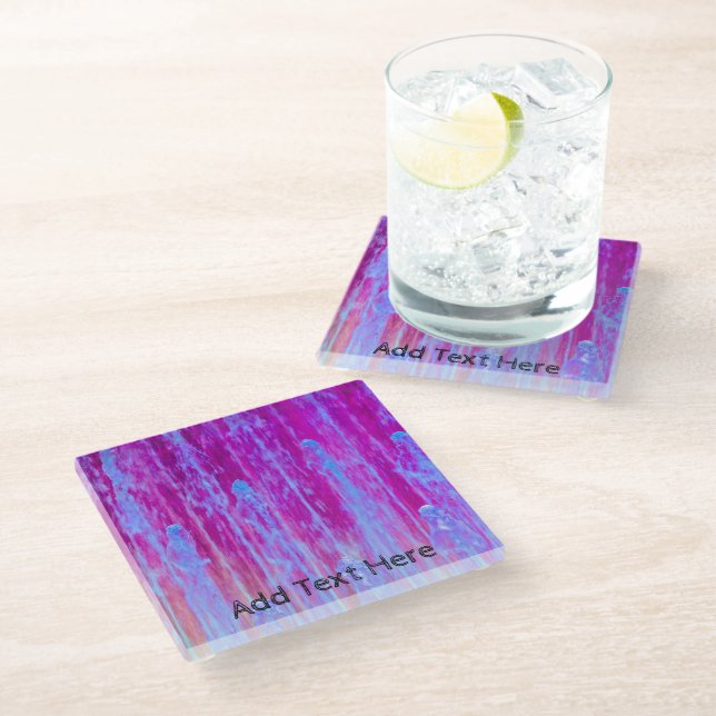 Colourful Blue, Purple and Pink Abstract Art Glass Coaster (Angled)
