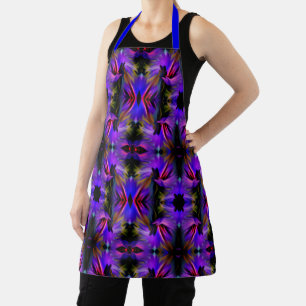 Colourful Blue Purple Brush Swirls Abstract      Apron