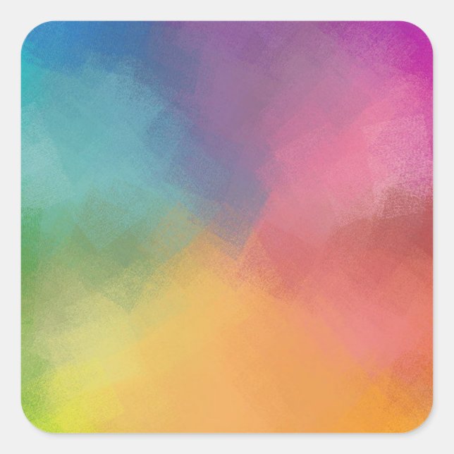 Colourful Blue Purple Green Pink Red Yellow Orange Square Sticker (Front)
