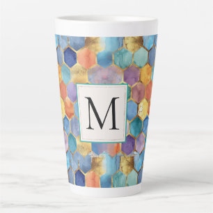 Colourful Blue Purple Orange Yellow Abstract Latte Mug