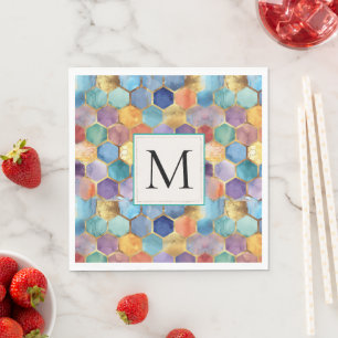 Colourful Blue Purple Orange Yellow Abstract Napkin