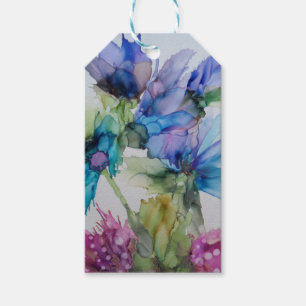 Colourful Blue Purple Pink Green Floral Art  Gift Tags