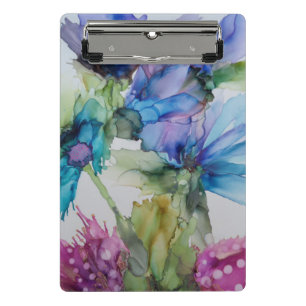 Colourful Blue Purple Pink Green Floral Art  Mini Clipboard