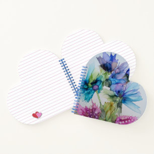 Colourful Blue Purple Pink Green Floral Art Notebook