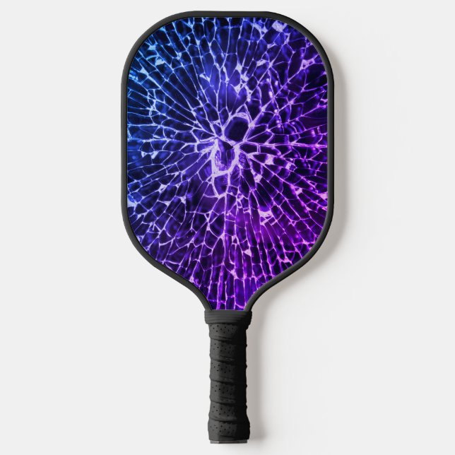 Colourful Blue Purple Shattered Broken Glass Desig Pickleball Paddle (Front)
