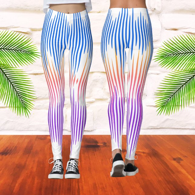 Colourful Blue Purple White Abstract Music Wave  Leggings (Creator Uploaded)