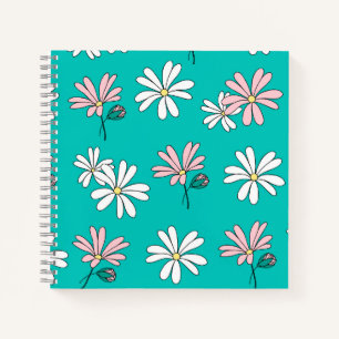 Colourful blue sky chic floral pattern girly notebook