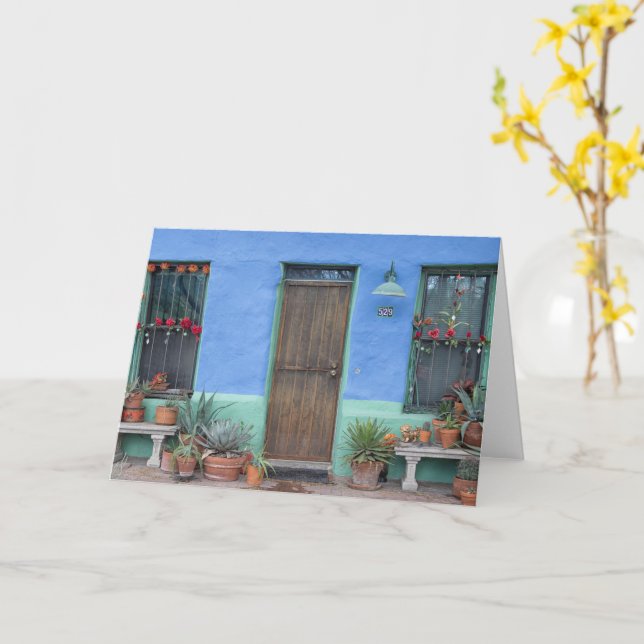 Colourful Blue Southwest home Card (Yellow Flower)