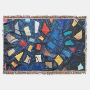 Colourful Blue Stained Glass Aspect Abstract Vivid Throw Blanket