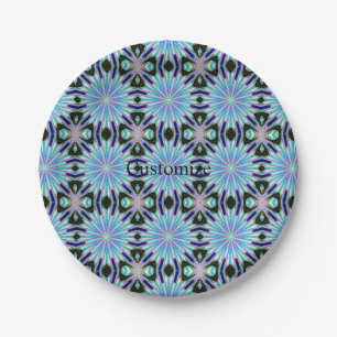 Colourful blue stars design paper plate