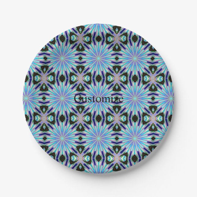Colourful blue stars design   paper plate (Front)