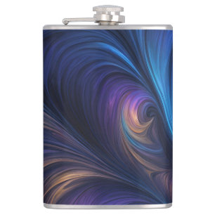 Colourful Blue Swirl Pattern Hip Flask