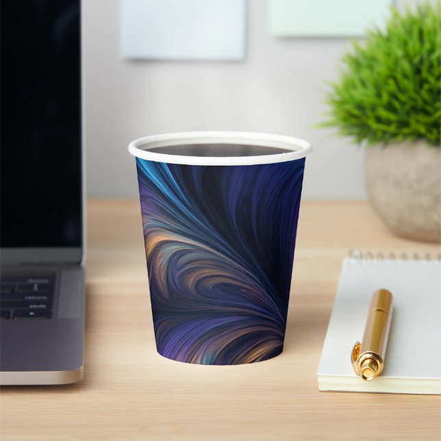 Colourful Blue Swirl Pattern Paper Cups (Insitu)