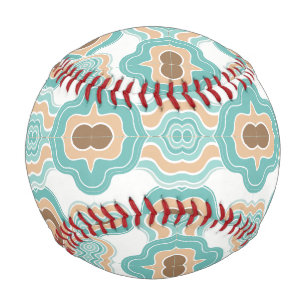 Colourful blue/tan/brown medallion baseball