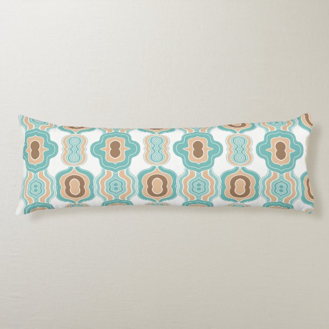 Colourful blue/tan/brown medallion body cushion (Front)