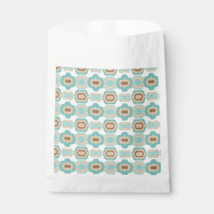 Colourful blue/tan/brown medallion favour bags