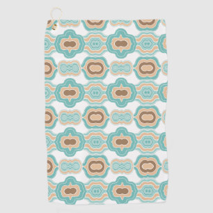 Colourful blue/tan/brown medallion golf towel