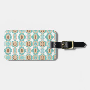 Colourful blue/tan/brown medallion luggage tag
