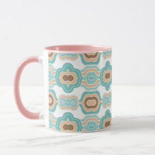 Colourful blue/tan/brown medallion mug