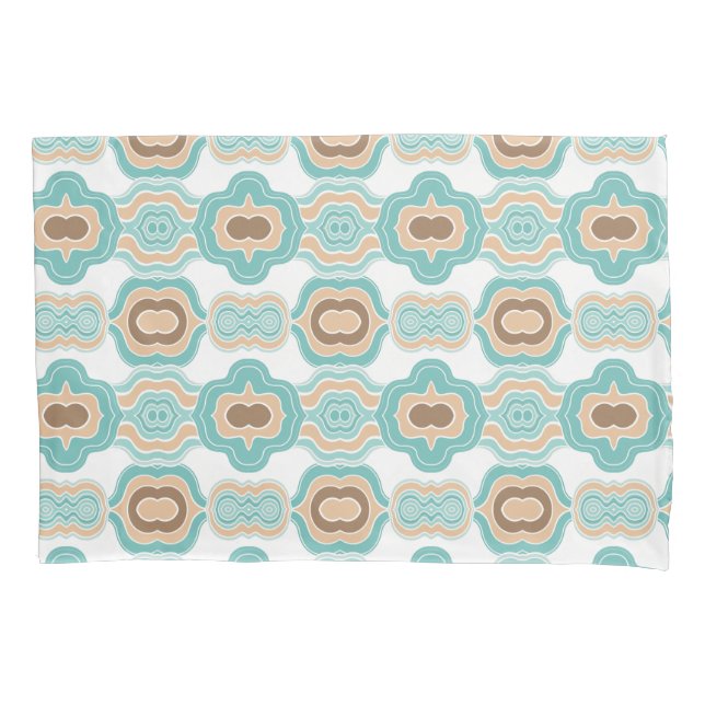 colourful blue/tan/brown medallion pillowcase (Front)