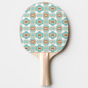 Colourful blue/tan/brown medallion ping pong paddle