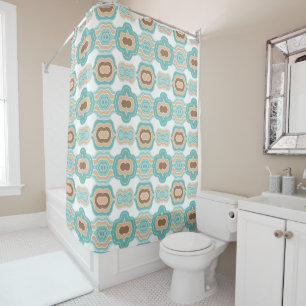 colourful blue/tan/brown medallion shower curtain