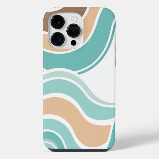 Colourful blue/tan/brown wavy iPhone case (Back)