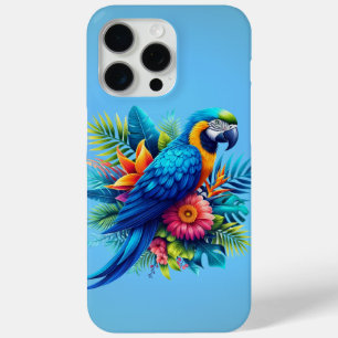 Colourful, blue tropical macaw  iPhone 15 pro max case