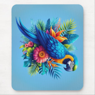 Colourful, blue tropical macaw  mouse pad