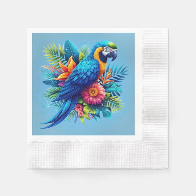 Colourful, blue tropical macaw  napkin (Front)
