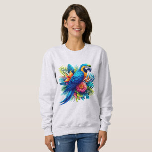 Colourful, blue tropical macaw  sweatshirt