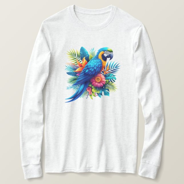 Colourful, blue tropical macaw  T-Shirt (Design Front)