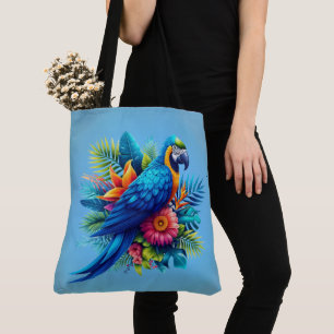 Colourful, blue tropical macaw  tote bag
