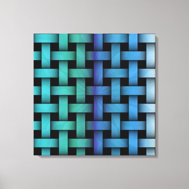 Colourful Blue Weave Pattern Canvas Geometric Art Print (Front)