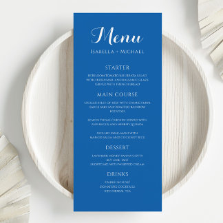 Colourful Blue Wedding Menu