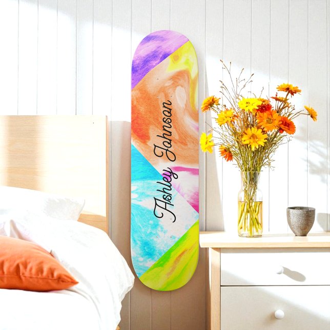Colourful Blue Yellow Orange Name Skateboard (Creator Uploaded)