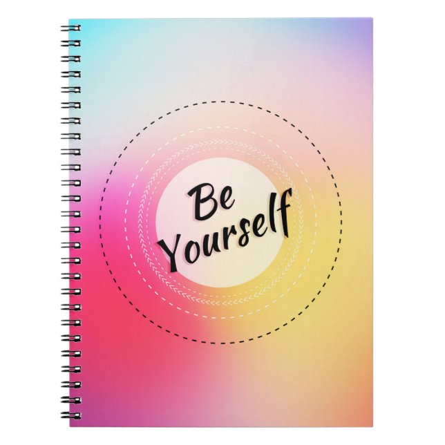 Colourful Blur Background Black Typography Notebook (Front)