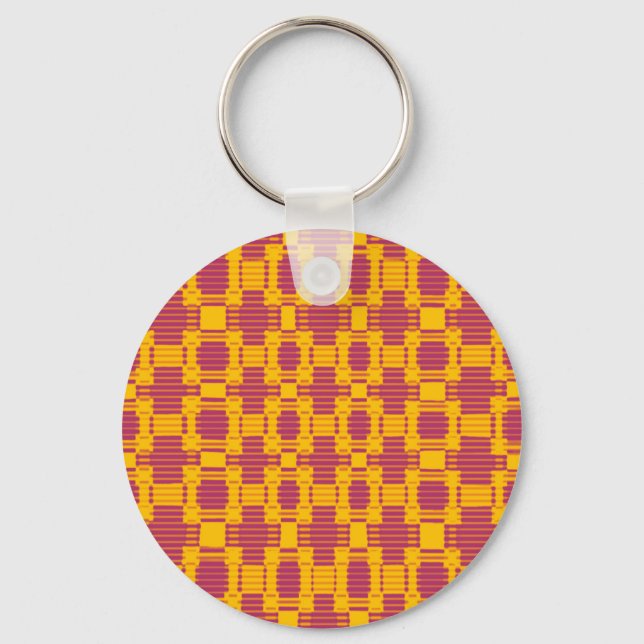 Colourful blurred chequered pattern key ring (Front)