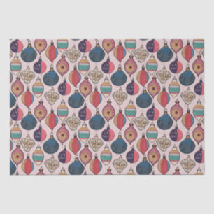 Colourful Blush Pink Vintage Xmas Ornaments Patter Tissue Paper